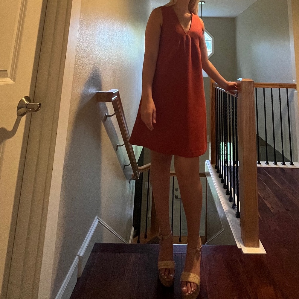 V Neck Mini Shift Dress
